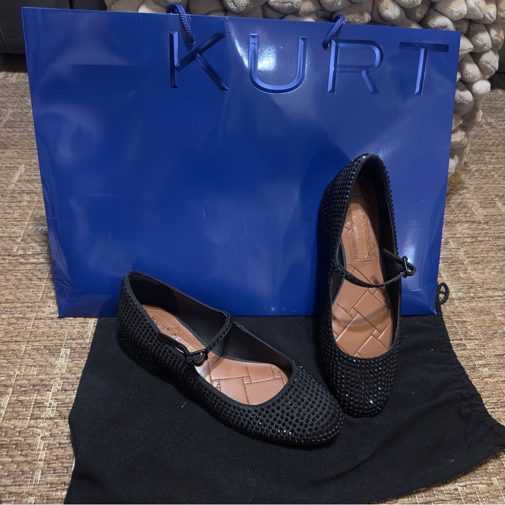 ✨ RARE & SOLD OUT ✨ Kurt Geiger Mayfair Crystal Mary Jane Flats - Black Sz 39